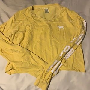 PINK Victoria’s Secret yellow crop top shirt with long sleeves